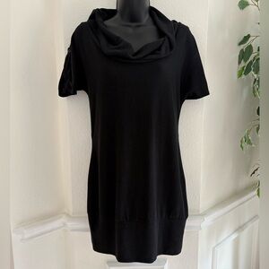 Black Cowl Neck Short Sleeve Dress